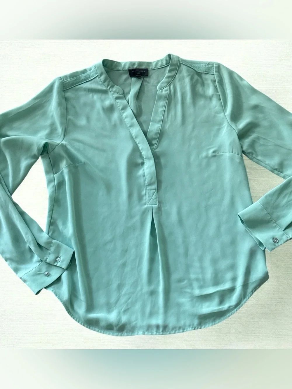 The Limited Petite Vintage Mint Green Split-Neck Blouse